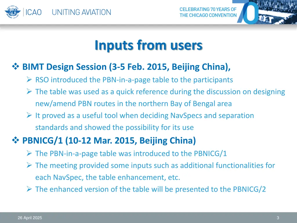 inputs from users