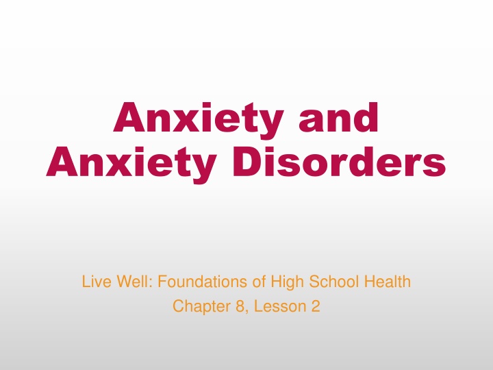 anxiety and anxiety disorders