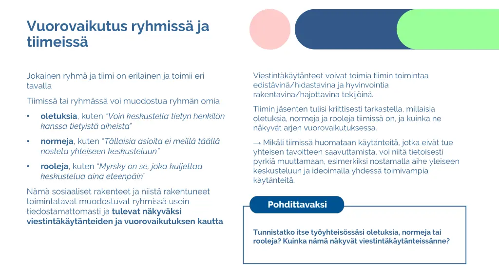 vuorovaikutus ryhmiss ja tiimeiss 1
