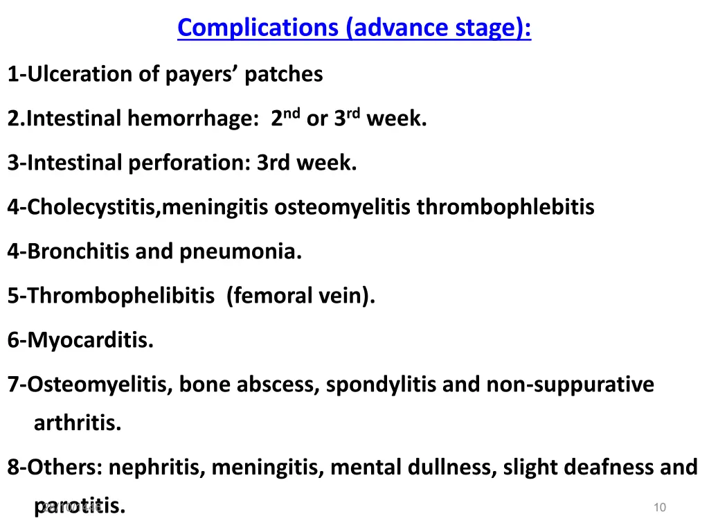 complications advance stage