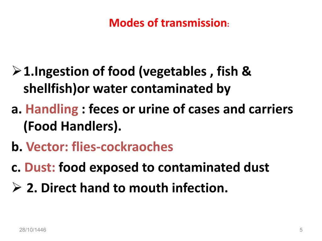 modes of transmission