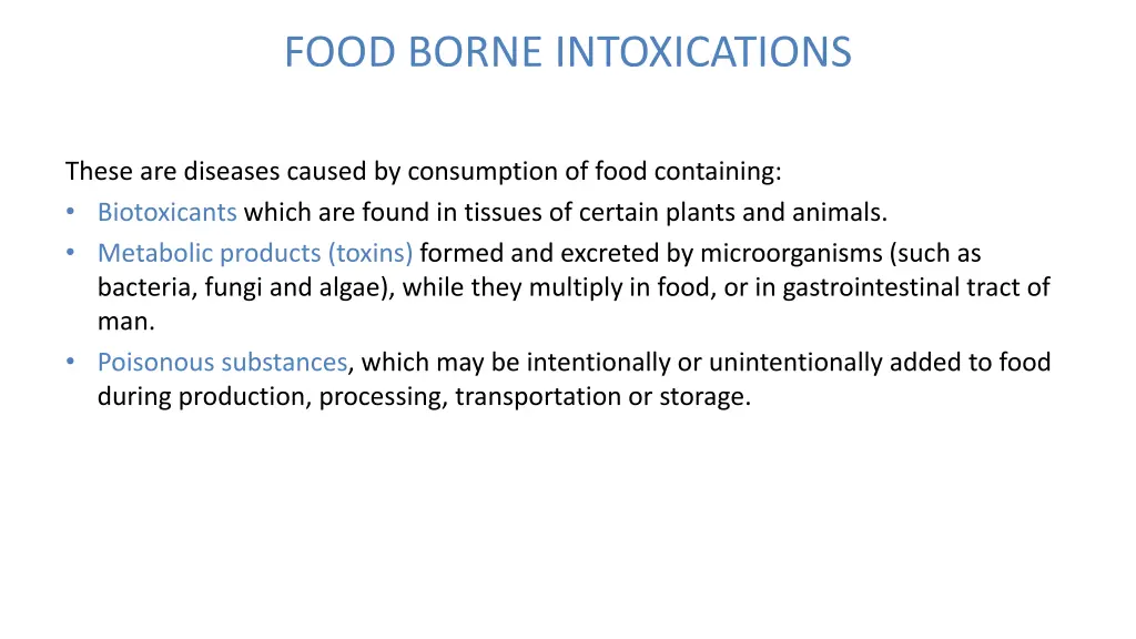 food borne intoxications