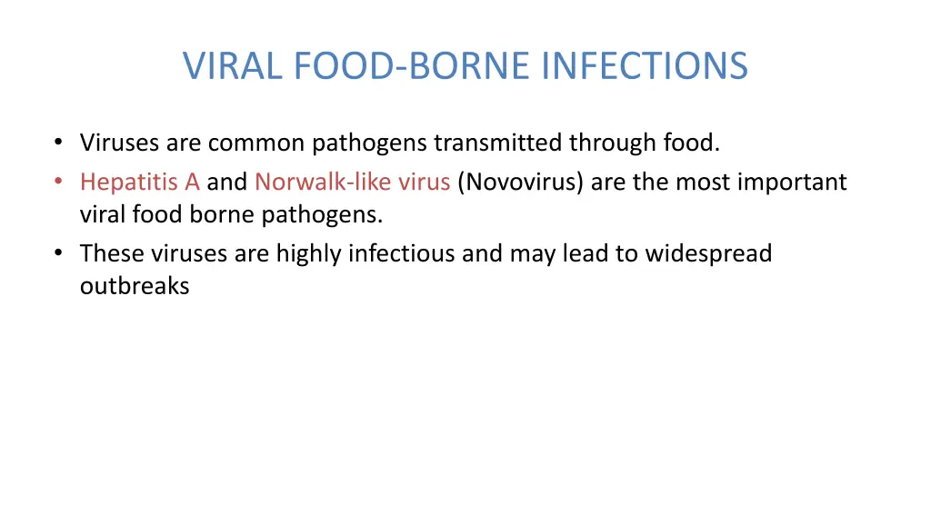 viral food borne infections