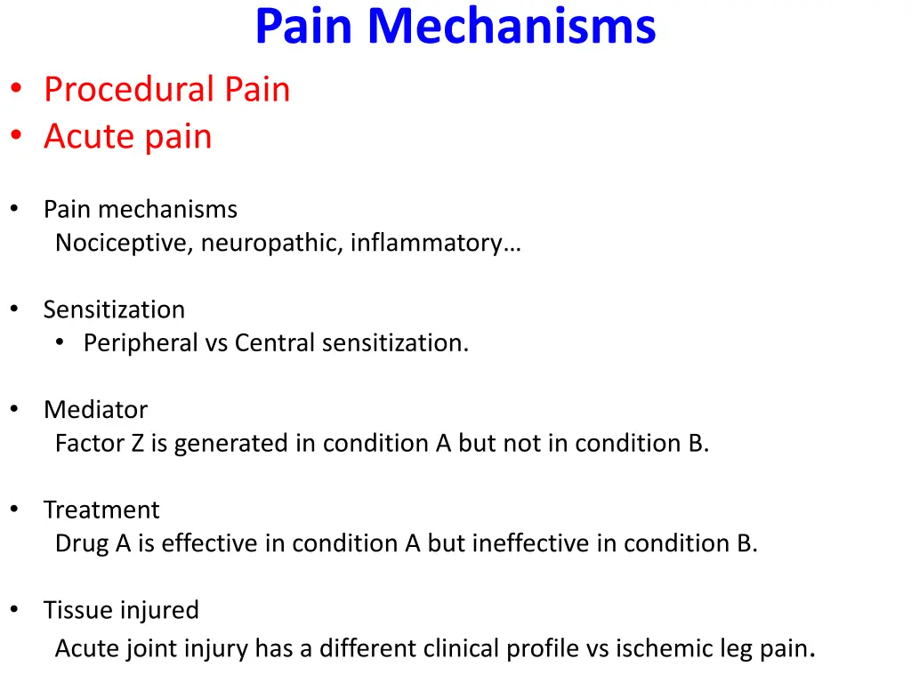 pain mechanisms