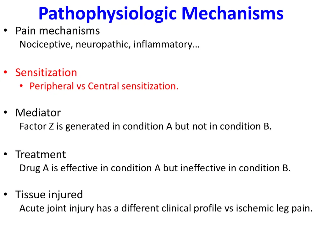 pathophysiologic mechanisms pain mechanisms 1