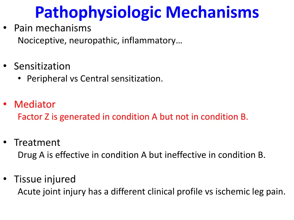 pathophysiologic mechanisms pain mechanisms 2