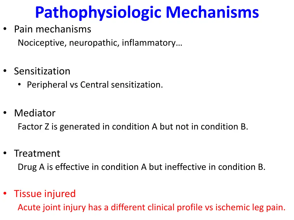 pathophysiologic mechanisms pain mechanisms 4