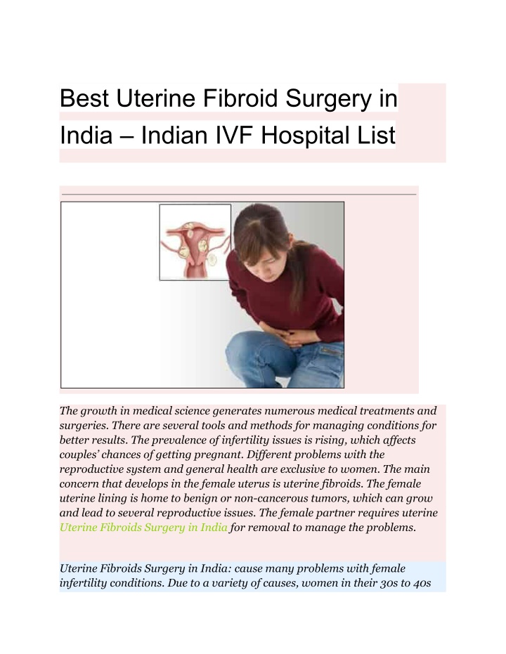 best uterine fibroid surgery in india indian
