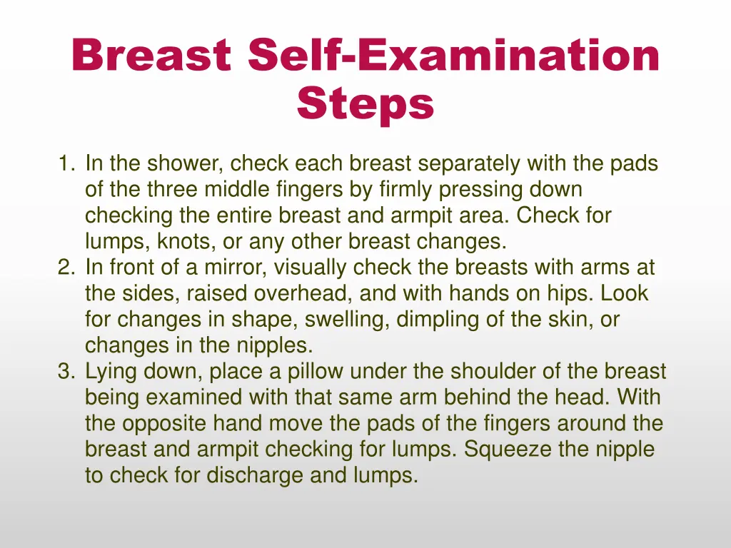breast self examination steps
