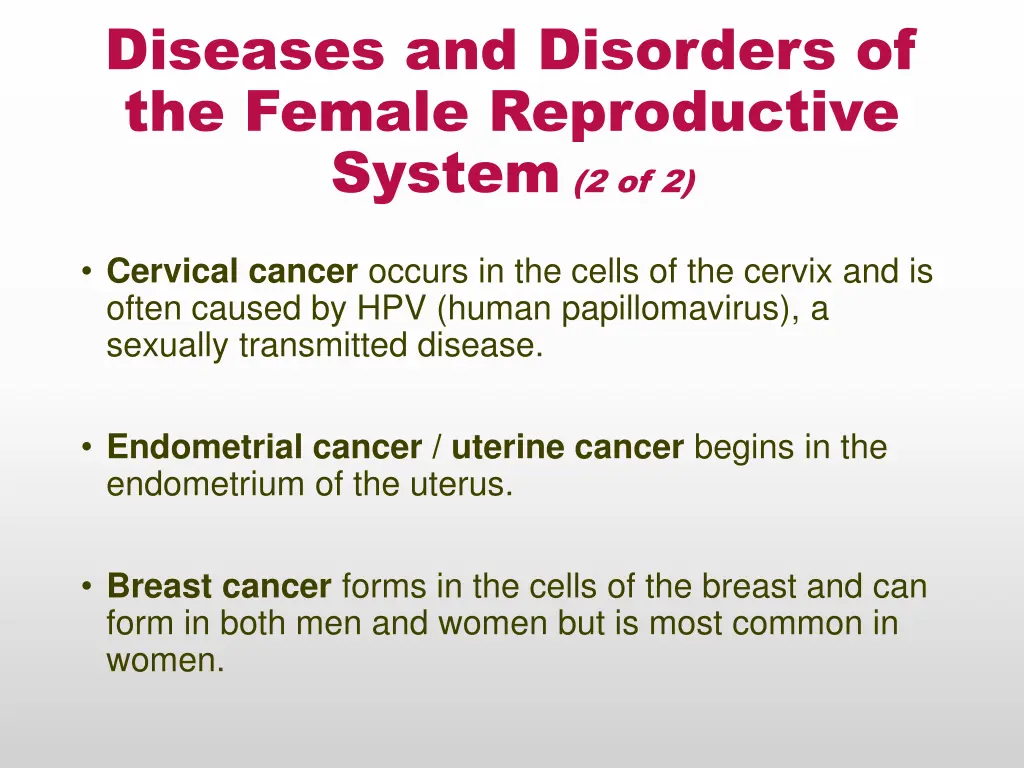diseases and disorders of the female reproductive 1