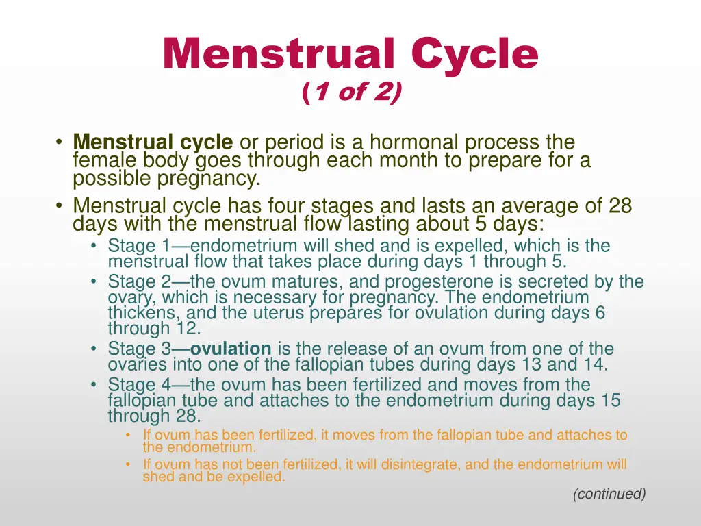 menstrual cycle 1 of 2