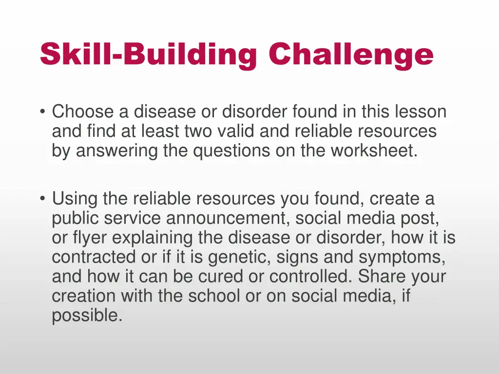skill building challenge