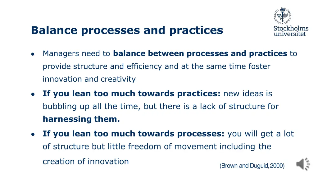 balance processes and practices