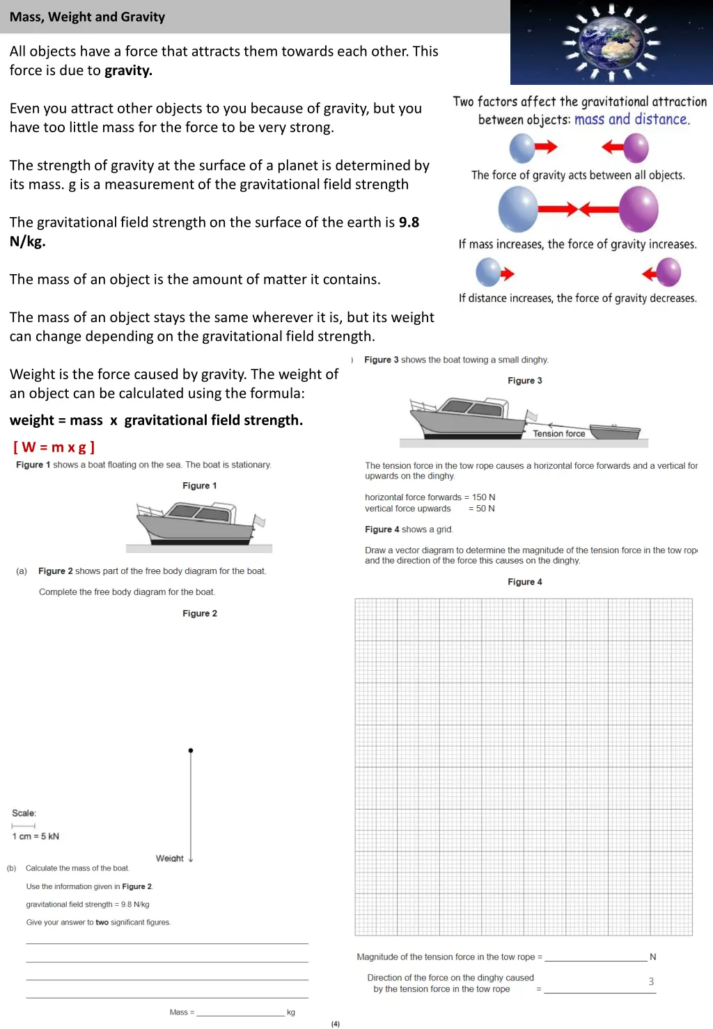 mass weight and gravity