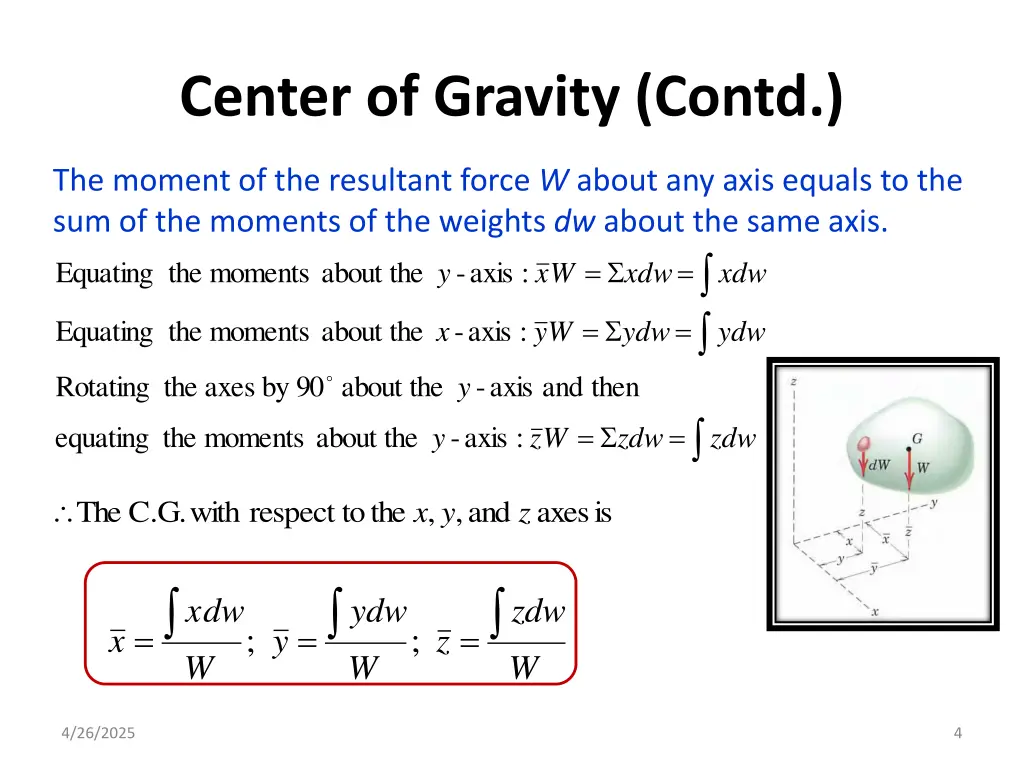 center of gravity contd