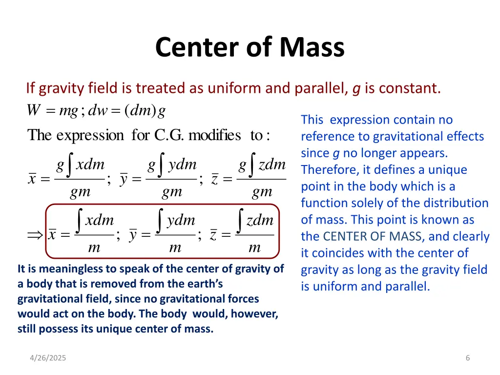 center of mass