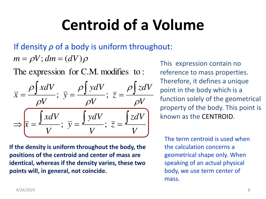 centroid of a volume