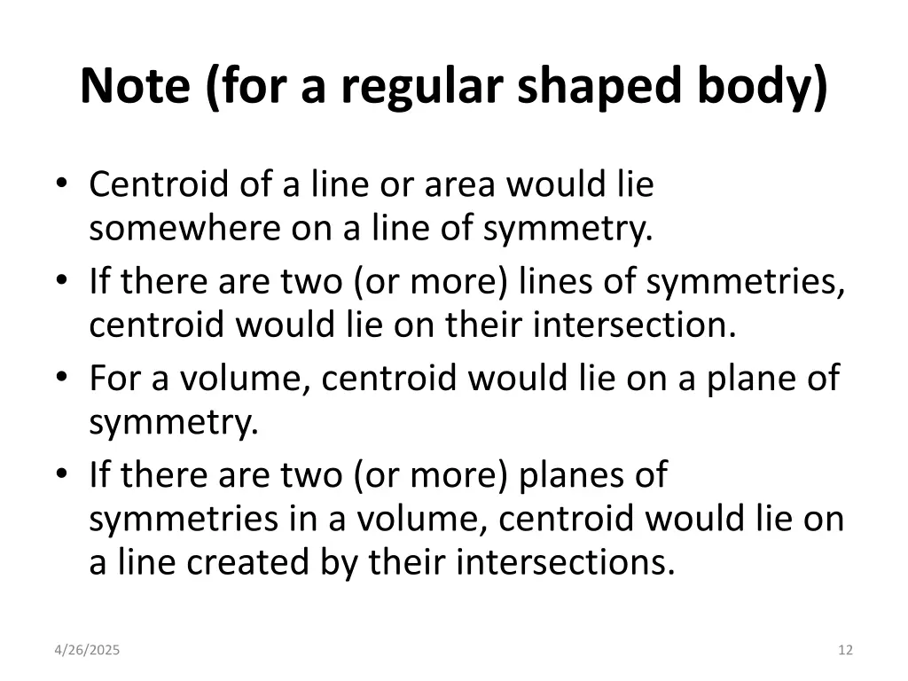 note for a regular shaped body