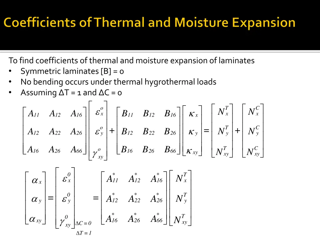 to find coefficients of thermal and moisture