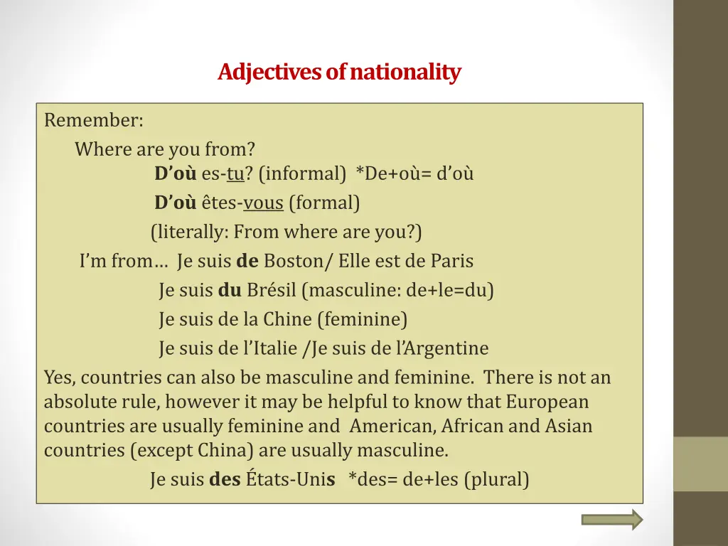 adjectives of nationality