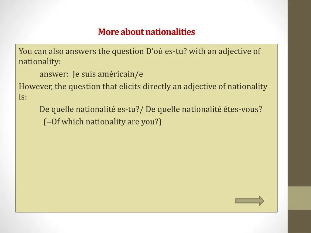 more about nationalities