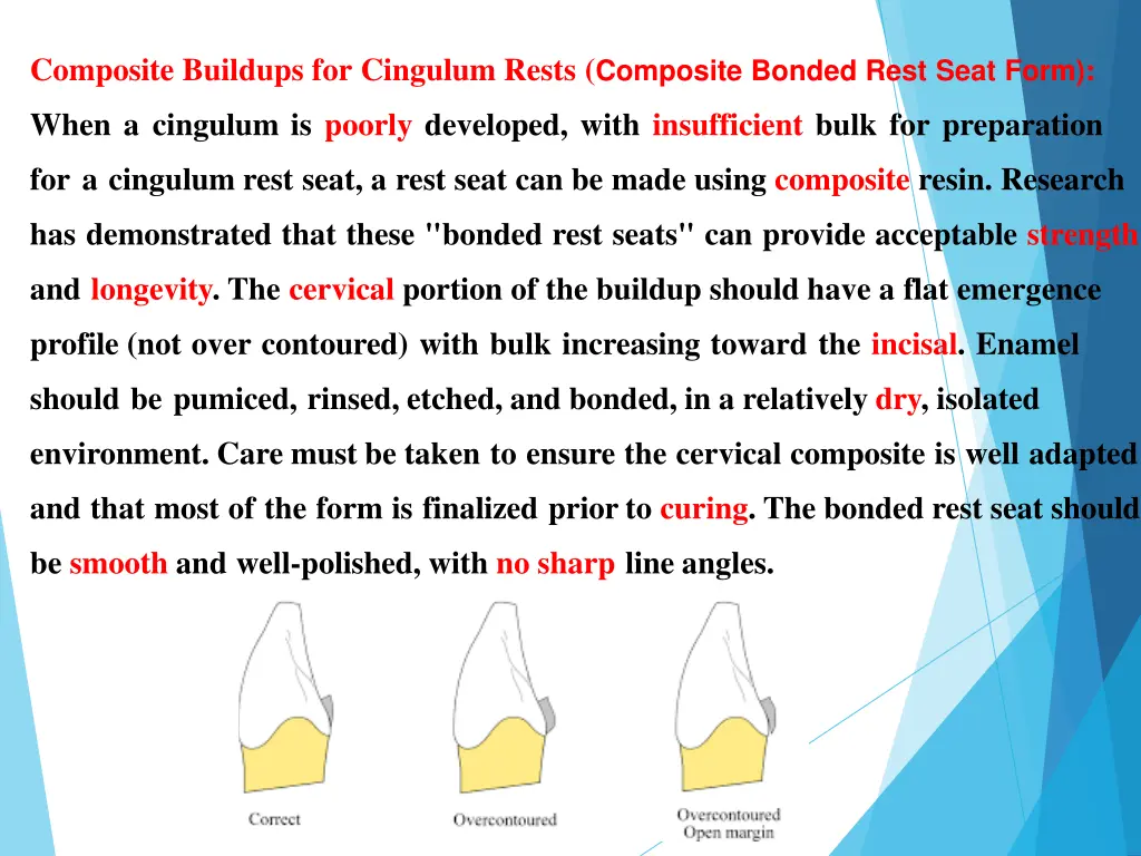 composite buildups for cingulum rests composite