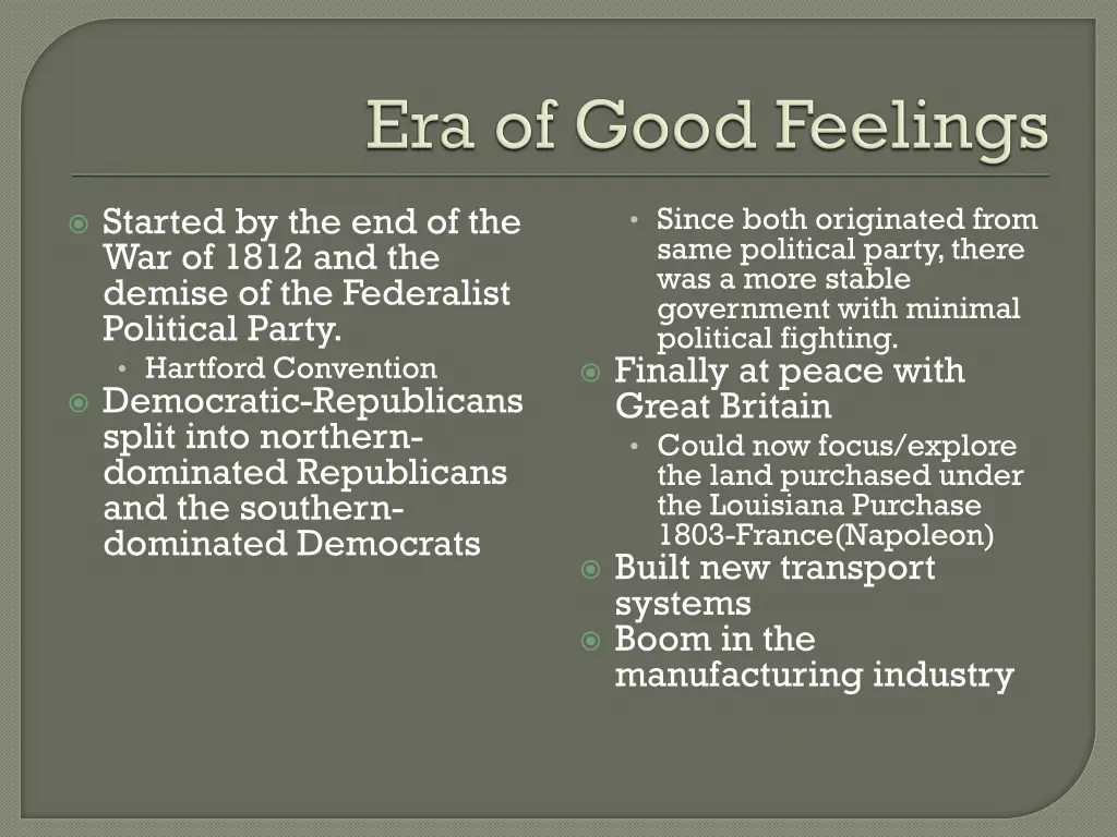 started by the end of the war of 1812