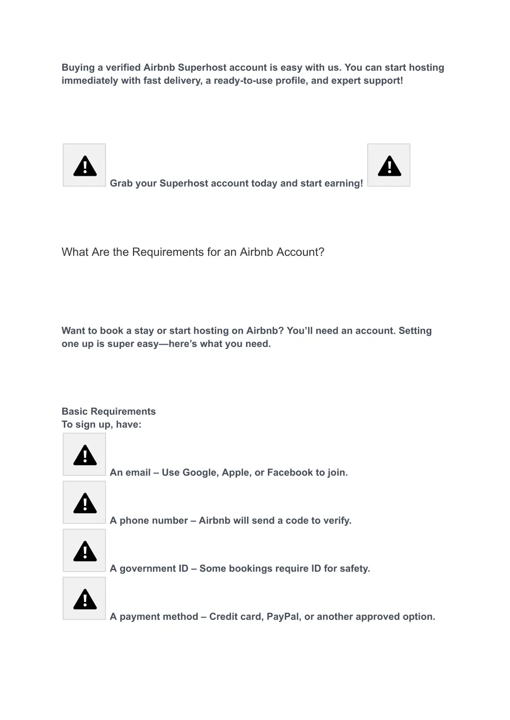 buying a verified airbnb superhost account