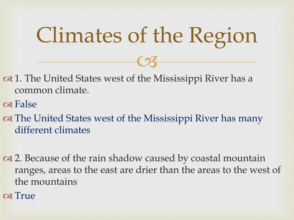 climates of the region