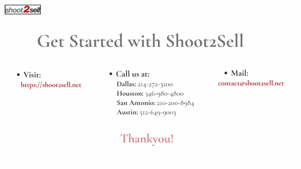 get started with shoot2sell