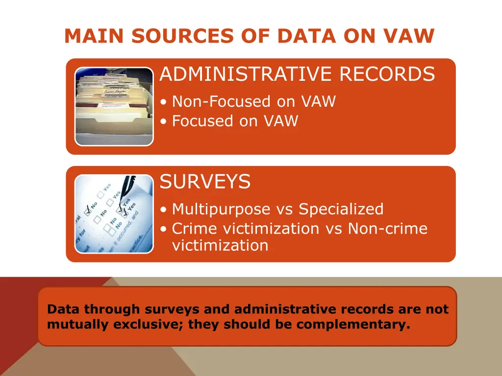 main sources of data on vaw