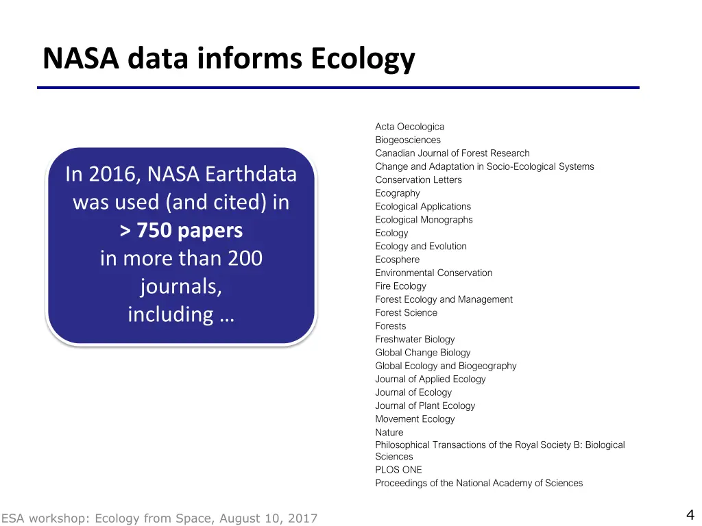 nasa data informs ecology