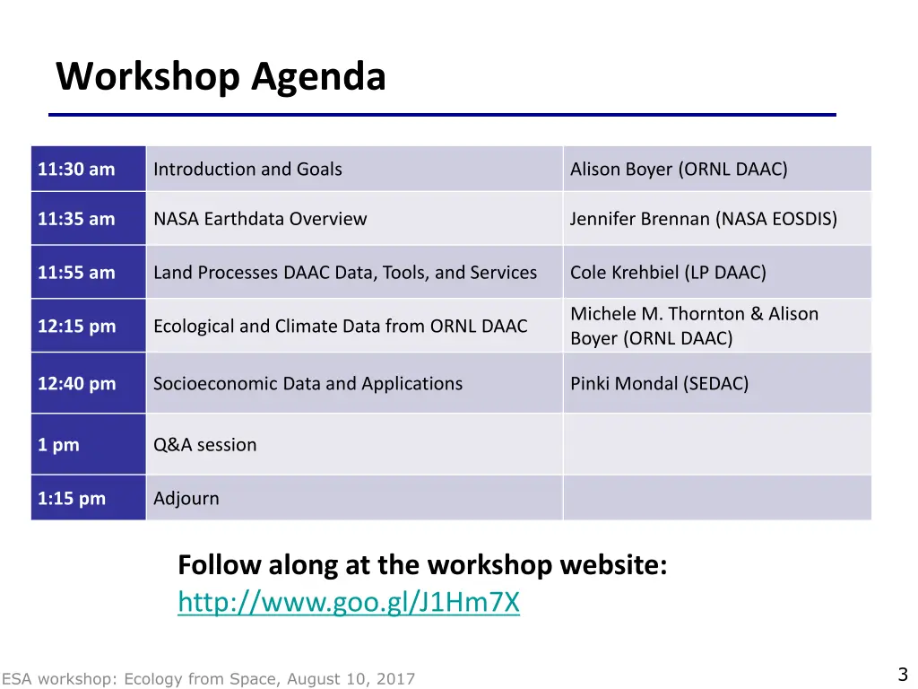 workshop agenda