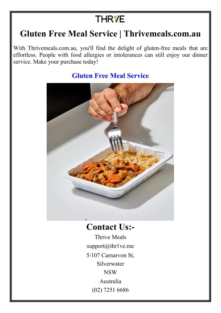 gluten free meal service thrivemeals com au