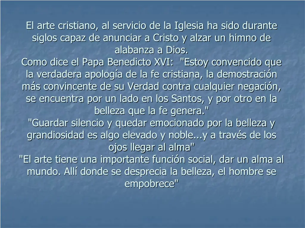 el arte cristiano al servicio de la iglesia