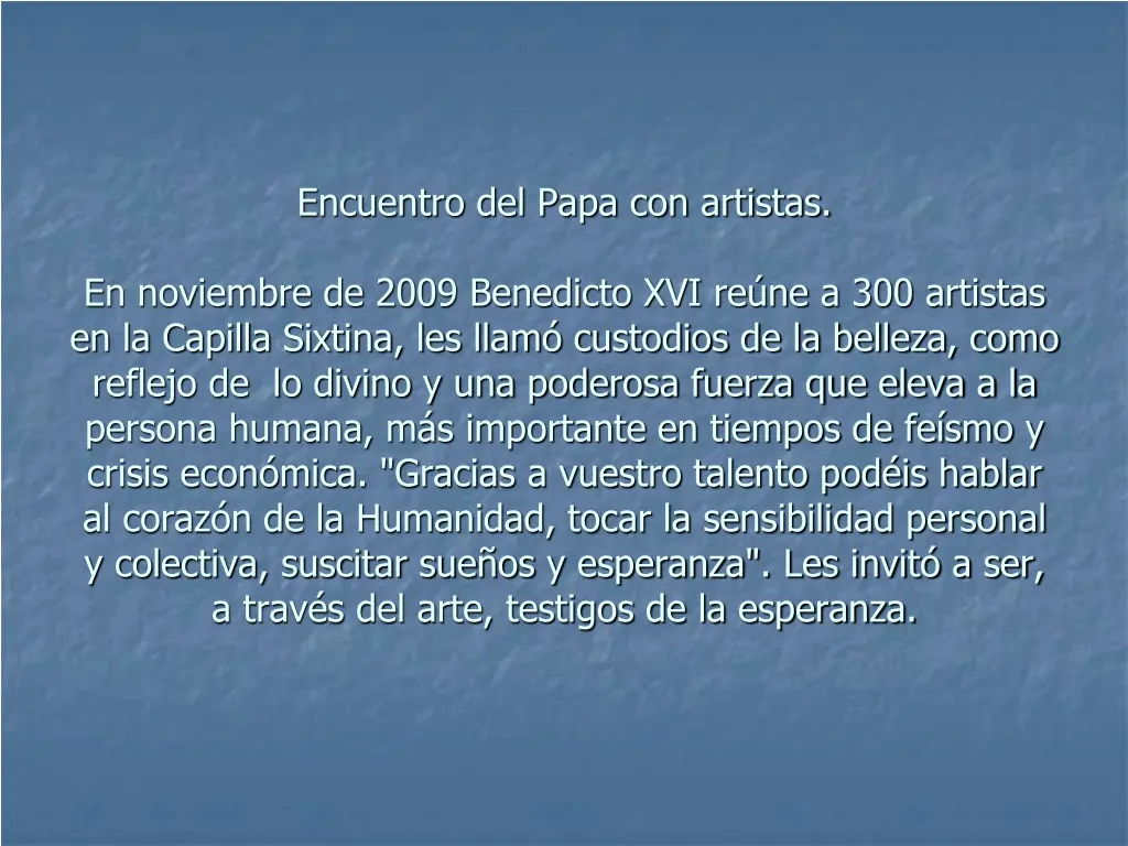 encuentro del papa con artistas