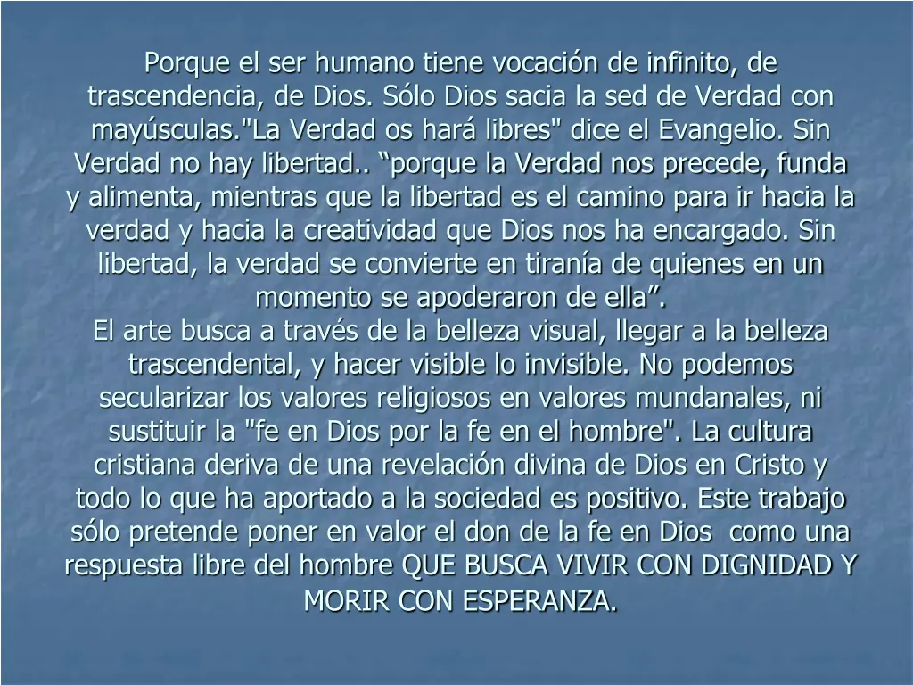 porque el ser humano tiene vocaci n de infinito