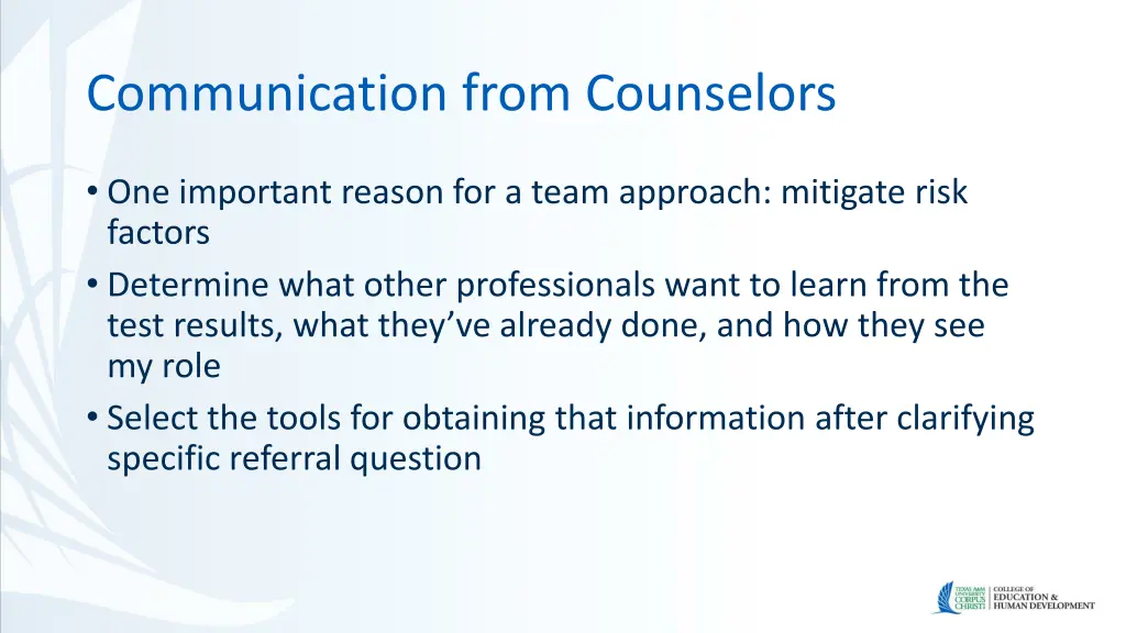 communication from counselors