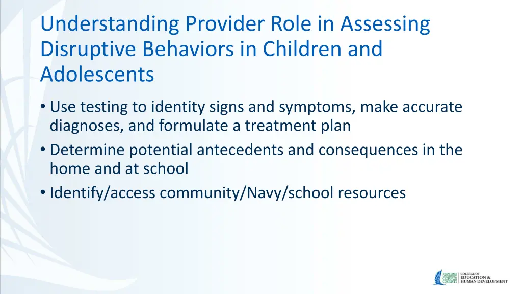 understanding provider role in assessing
