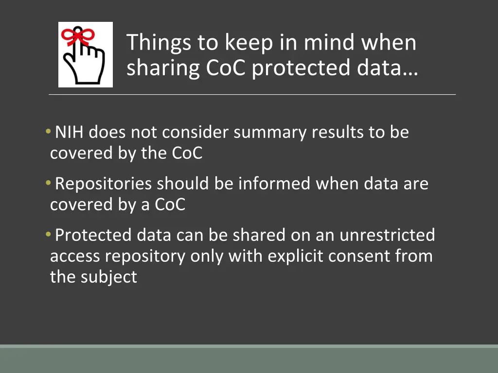 things to keep in mind when sharing coc protected