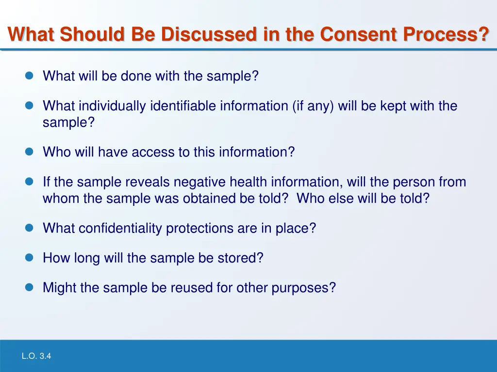 what should be discussed in the consent process
