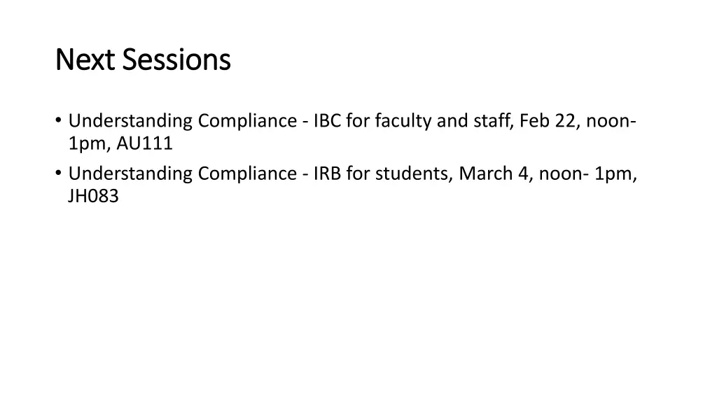 next sessions next sessions