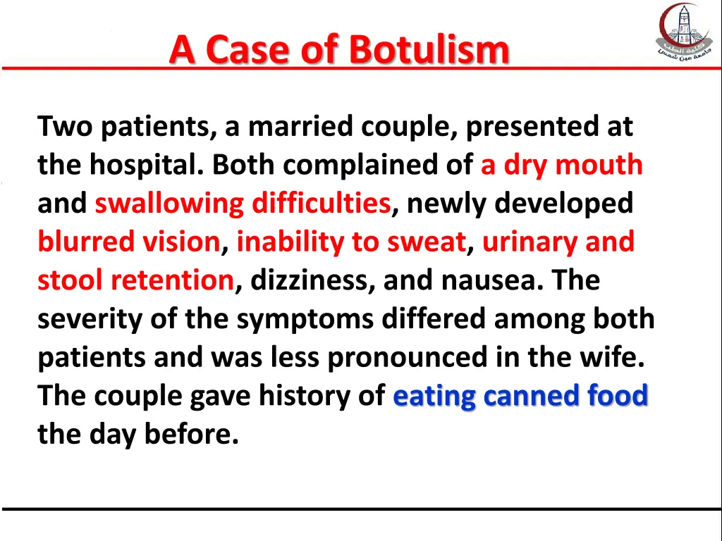 a case of botulism