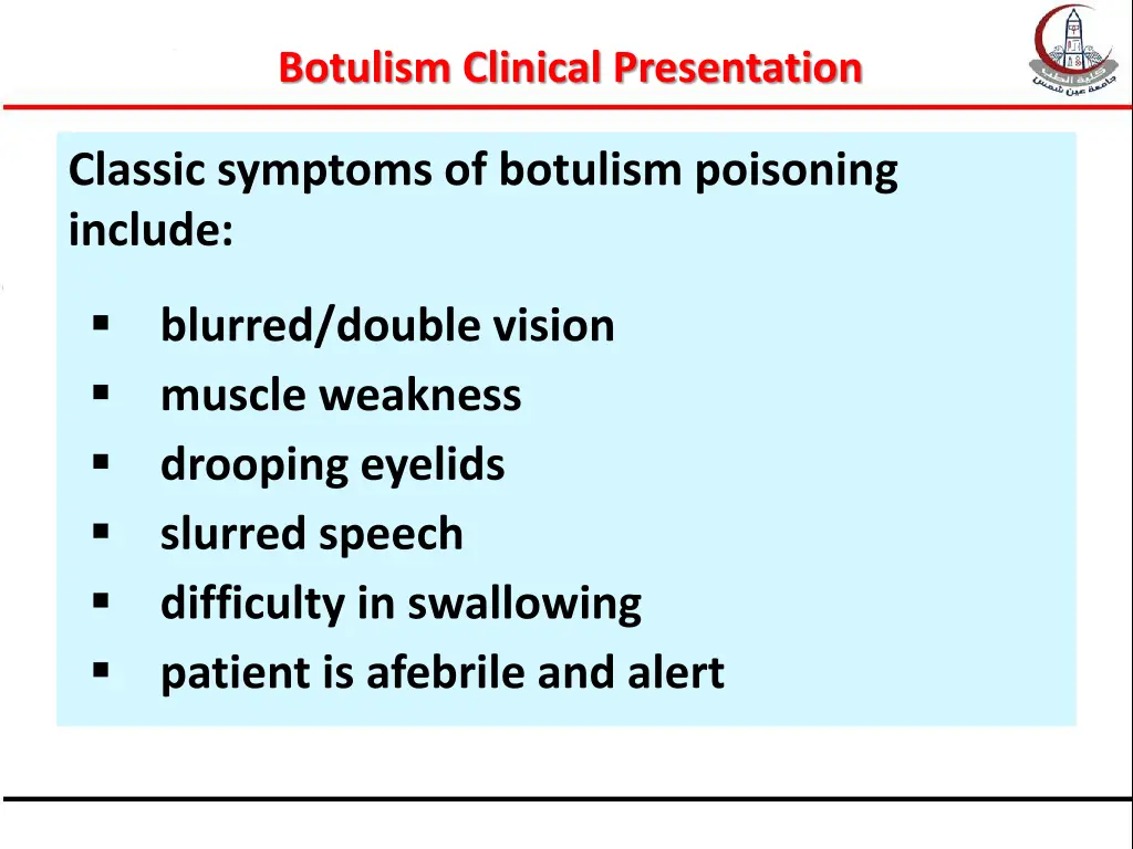 botulism clinical presentation