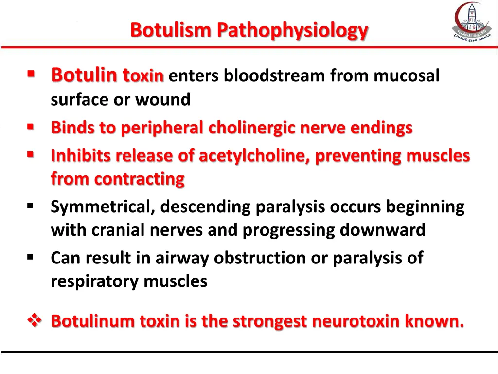 botulism pathophysiology