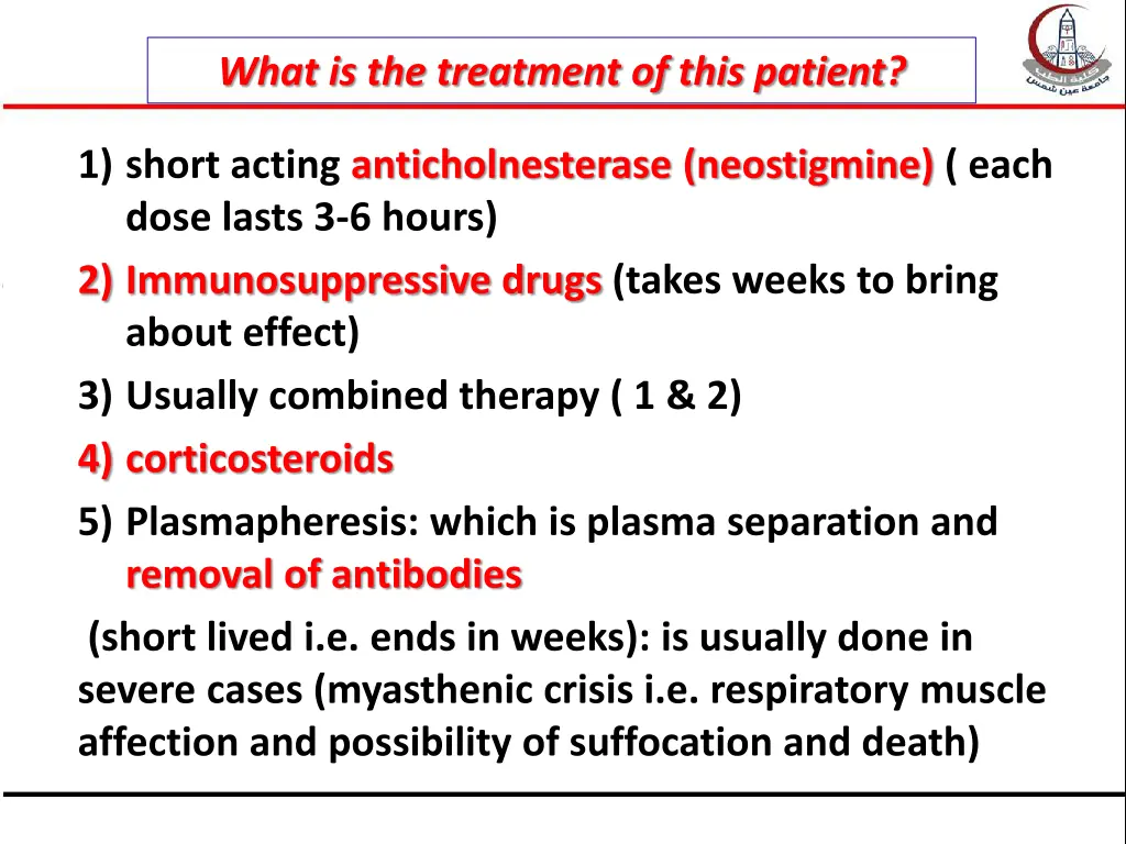 what is the treatment of this patient