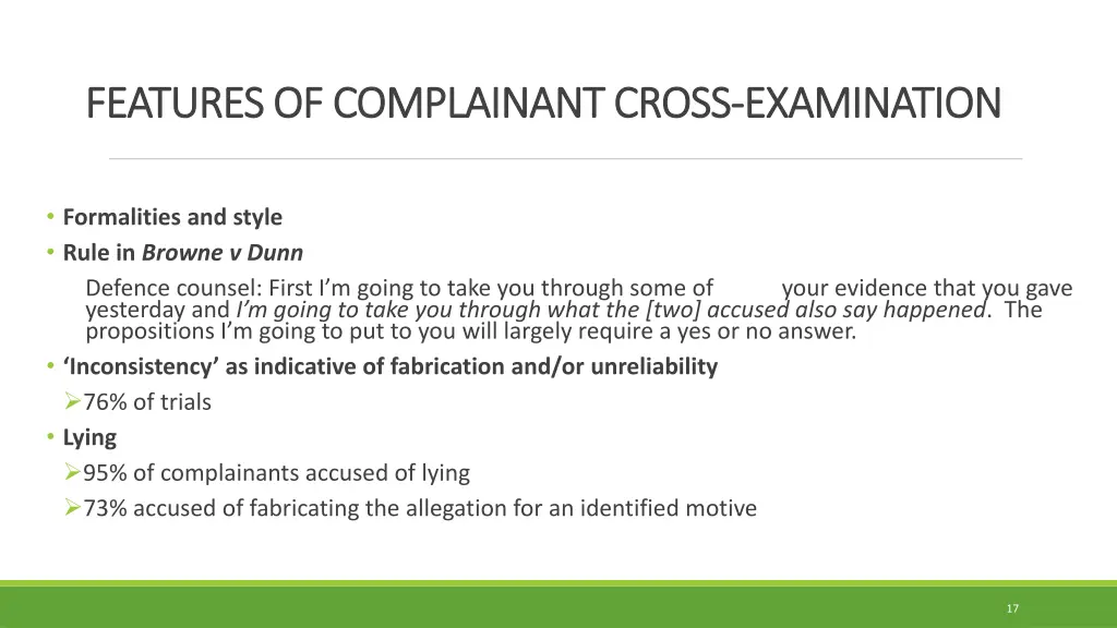features of complainant cross features