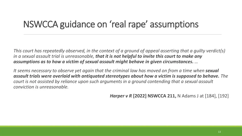 nswcca guidance on real rape assumptions nswcca
