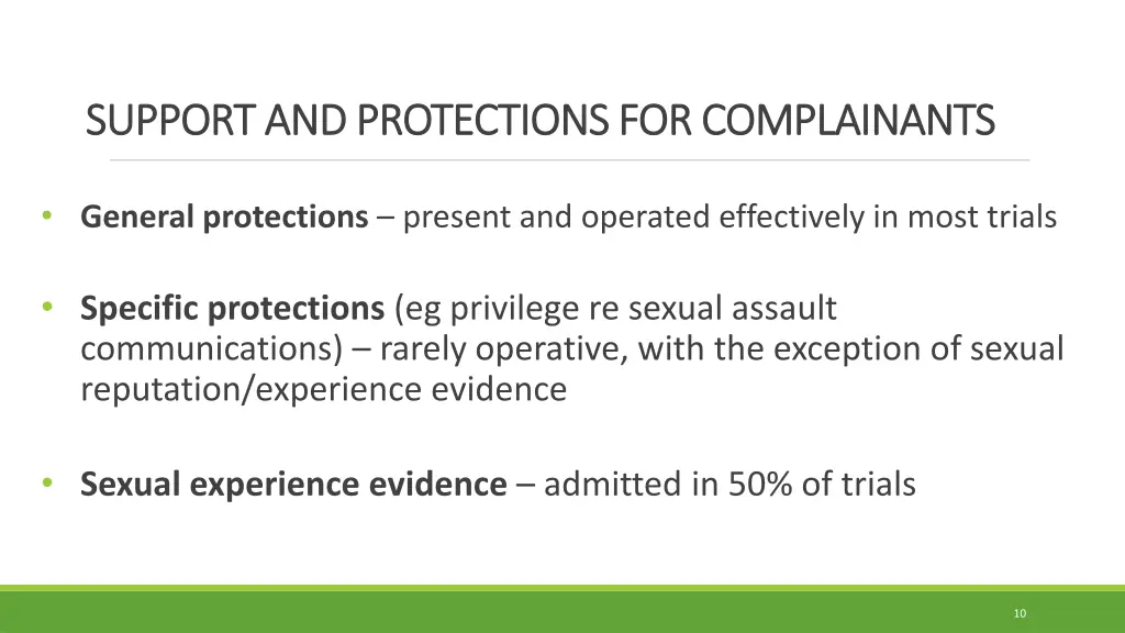 support and protections for complainants support