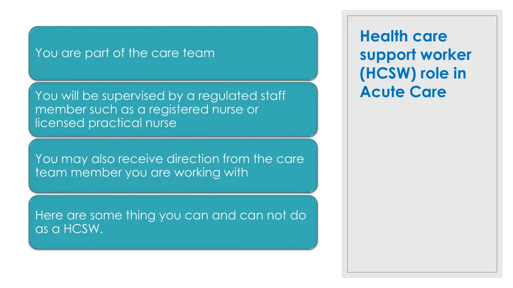 health care support worker hcsw role in acute care